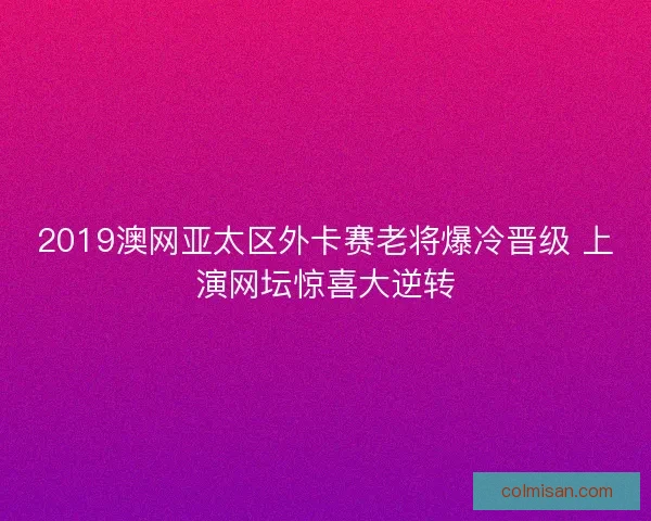 2019澳网亚太区外卡赛老将爆冷晋级 上演网坛惊喜大逆转